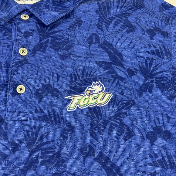 Tommy Bahama Florida Gulf Coast Polo Shirt Hawaiian Floral NCAA Blue Men's 2XL - Picture 7 of 13